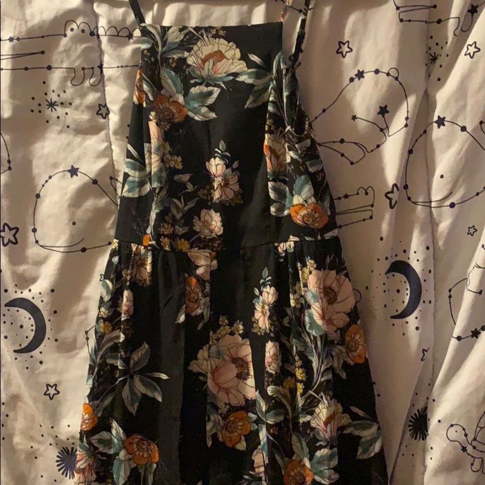 Black with floral print romper